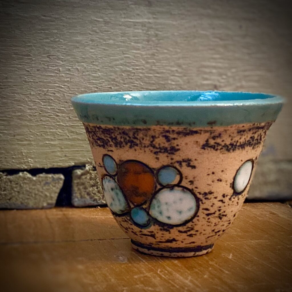 Teal and clay small espresso cup