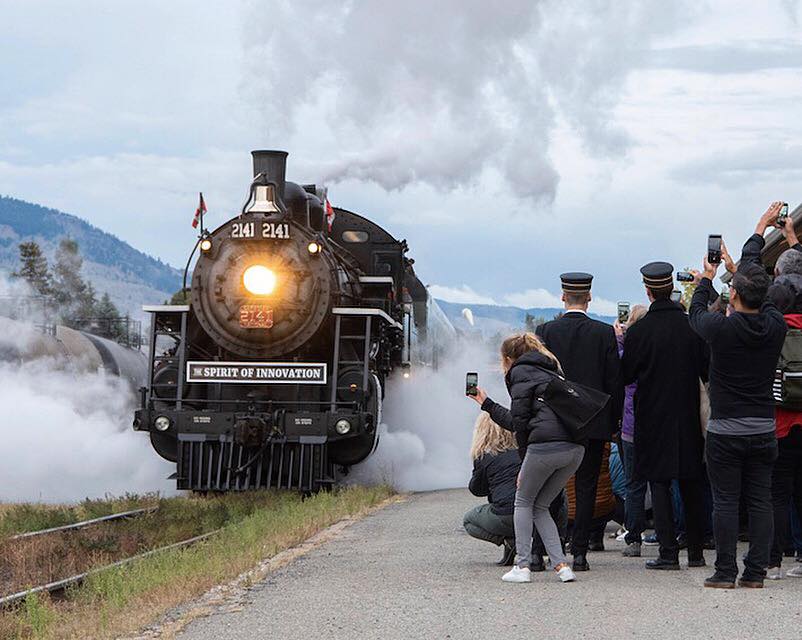 Visitors take snapshots of the majestic steam locomotive